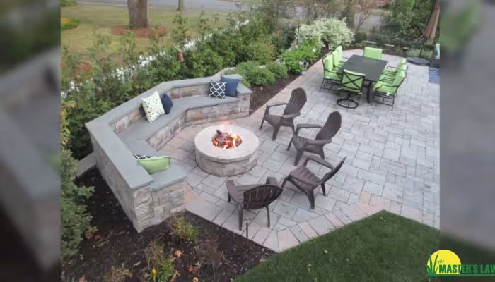 Outdoor patio with fire pit