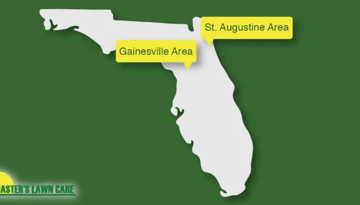 Map of Florida with Gainesville and St. Augustine service areas shown