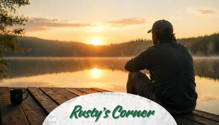 Sunrise over the dock with a cup of coffee