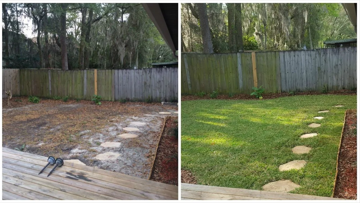 before and after laying sod