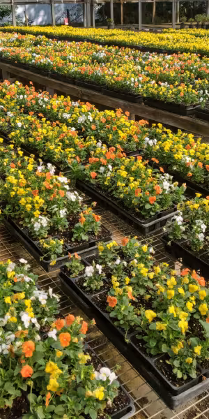 violas at a plant nursery
