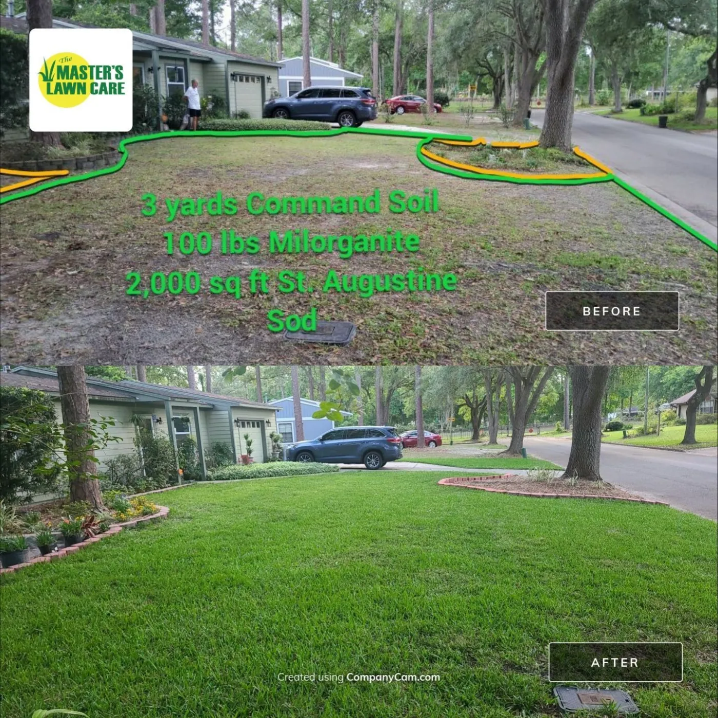before and after sand to grass
