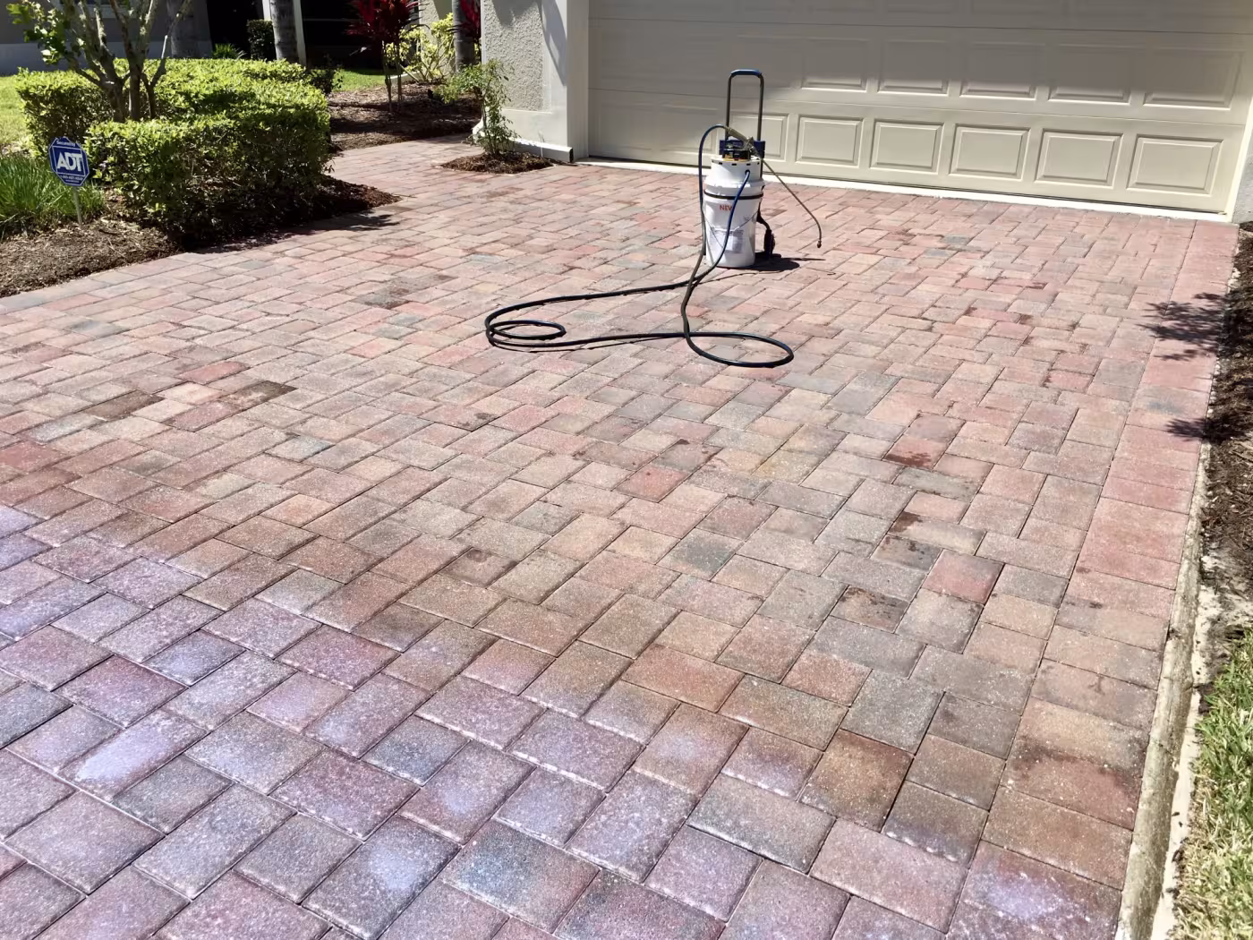 paver sealing in process