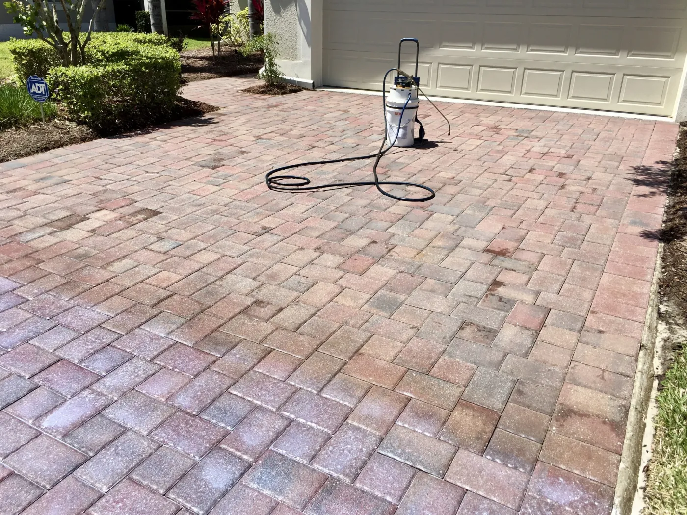 paver sealing in process