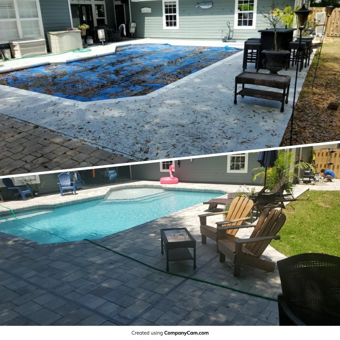 before and after pool hardscape 