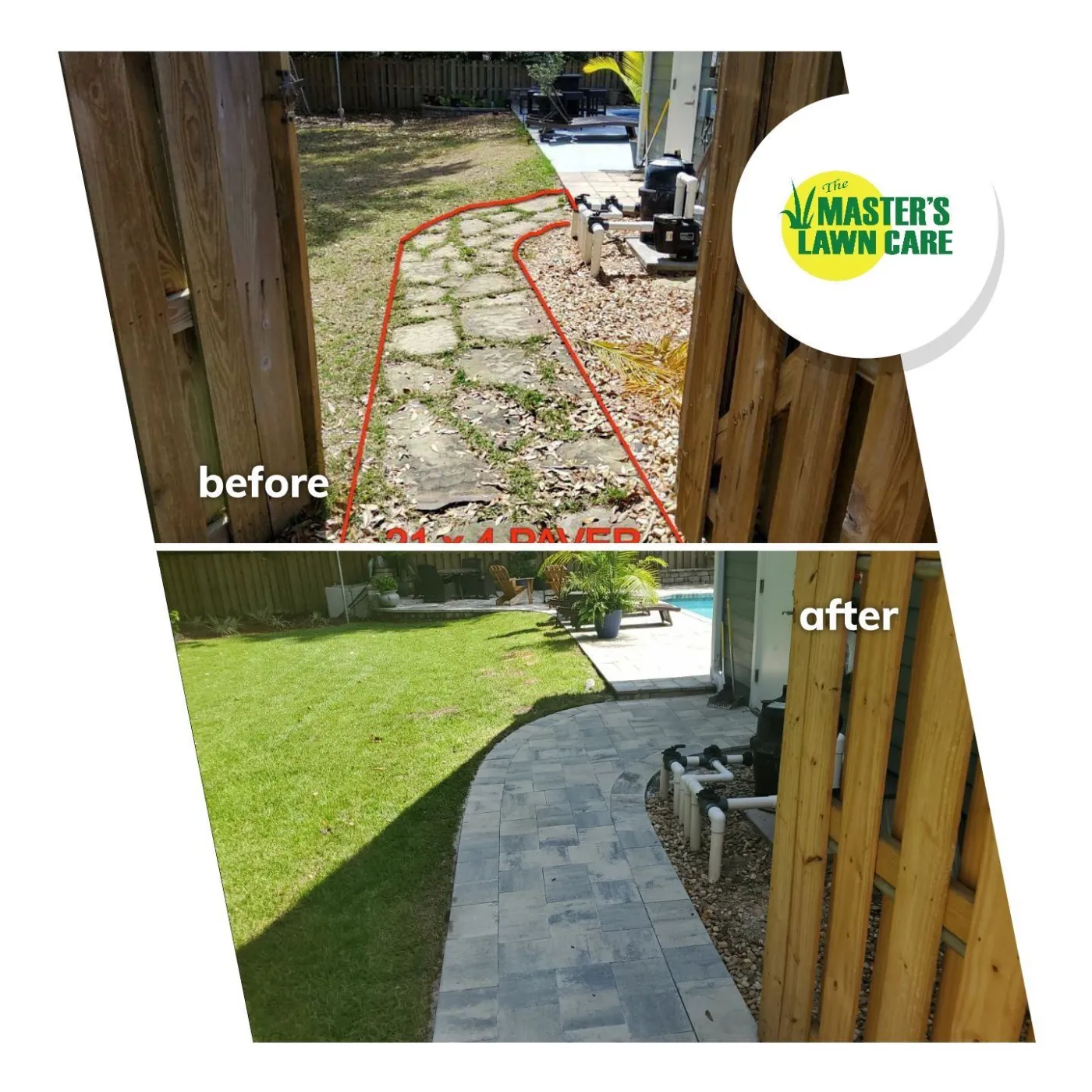 before and after hardscape path