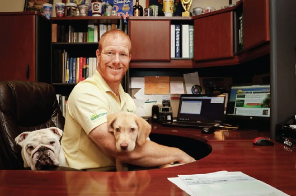 Rusty with 2 dogs