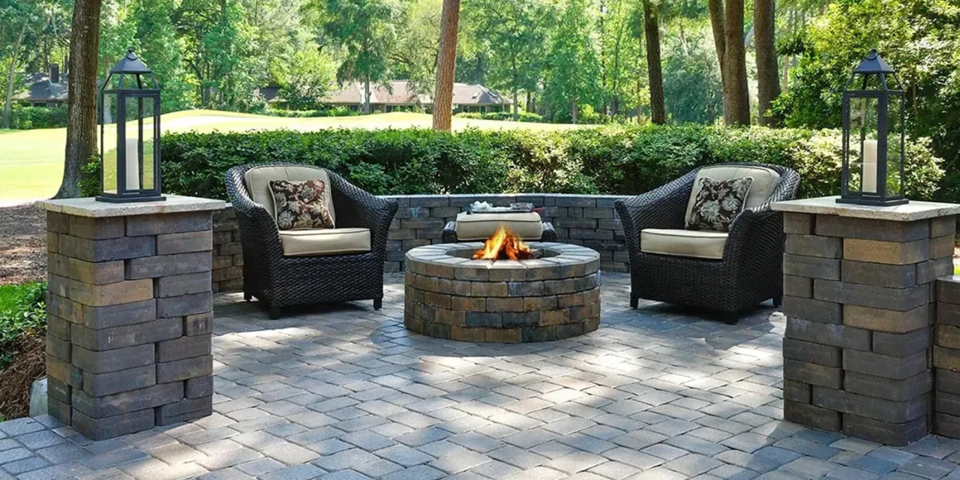 Paver patios with fire pits in Haile Plantation, FL