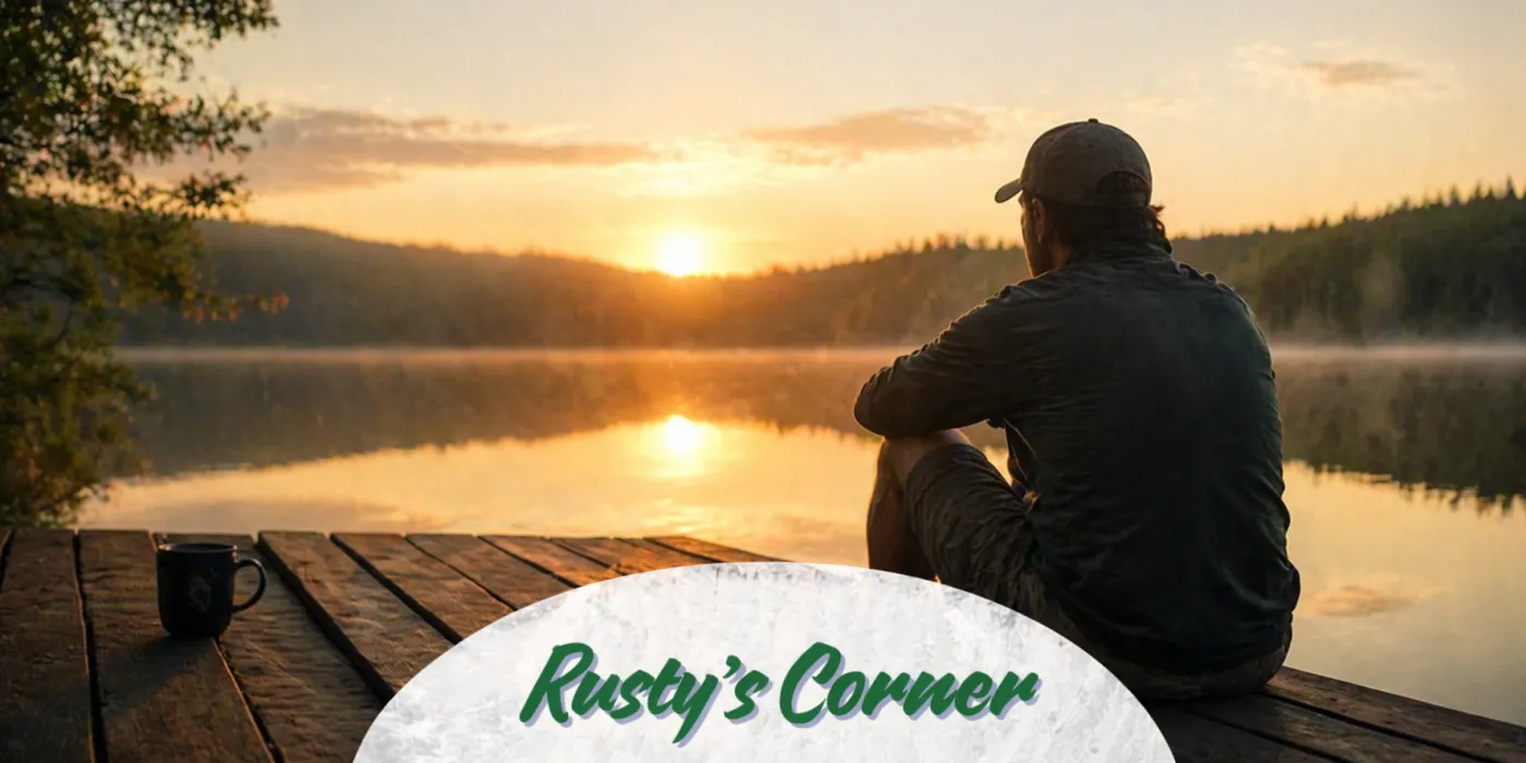 Sunrise over the dock with a cup of coffee